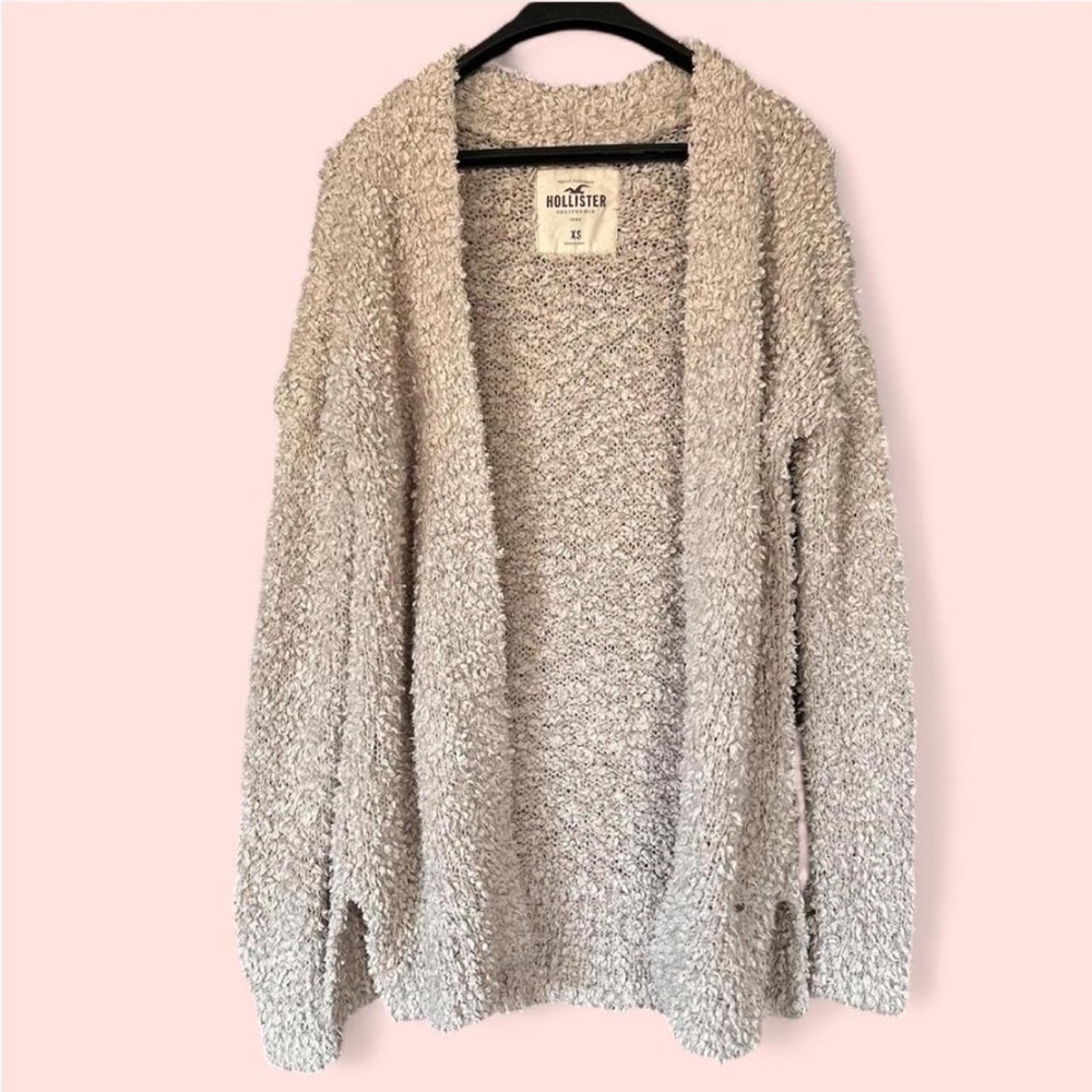 Authentic Y2K Hollister Women's XS Cream Shag Sweater Cardigan